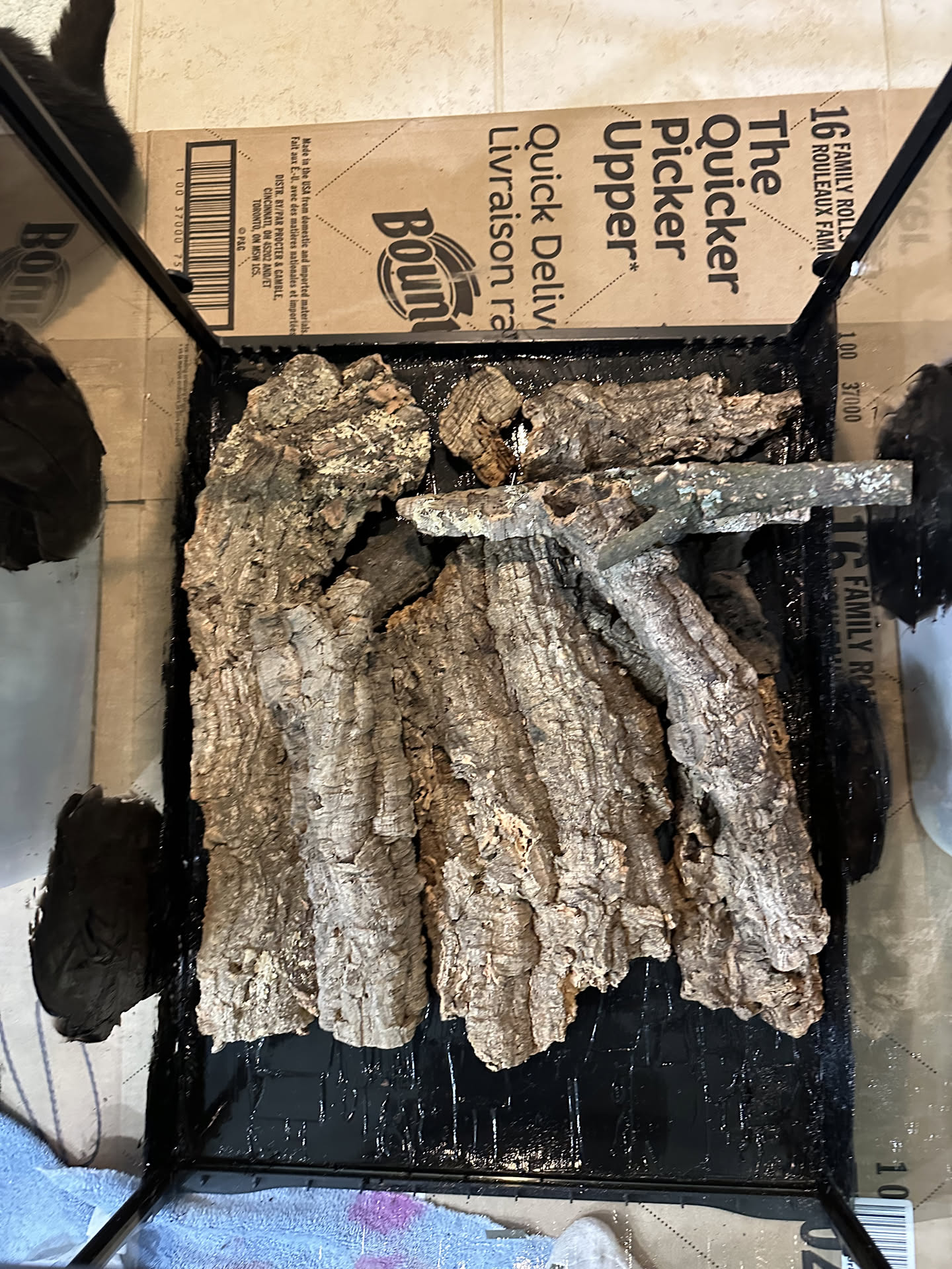 Applying silicone and arranging cork